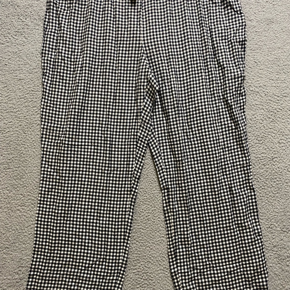 Amazon Essentials Women’s Pants XXL Black White Checkered Cotton